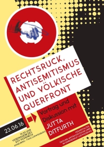 Do. 23.6.2016, 19:30 Uhr, LUDWIGSBURG, Jutta Ditfurth: "Rechtsruck, Antisemitismus und völkische Querfront", Vortrag & Diskussion.