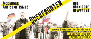 Do. 18.6.2015, 19:30 Uhr, DETMOLD, Jutta Ditfurth: »Moderner Antisemitismus, Querfront und völkische Bewegung«, Vortrag & Diskussion.