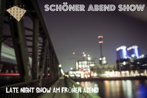 Sa. 23.5.2015, FRANKFURT/MAIN, 20:00 Uhr, »Schöner Abend Show« der Landungsbrücken, Frankfurt/Main
Gäste im Studio (Text Landungsbrücken):
• Jutta Ditfurth, Soziologin, Aktivistin und Autorin, streitet mit uns über völkische Bewegungen und politische Himmelsrichtungen.
• Marcus Stiglegger, renommierter Film- und Kulturwissenschaftler seziert Geschichte, Film- und Mythos und die Ästhetik von Auschwitz-TV.
• Messer Brüder, sind ein Duo, spielen elektronische Rockmusik und zeigen uns, wie wichtig Bässe sind.
• Saturn X, hießen vorher Bleivergiftung und machen wüsten Rock. Oder Wüstenrock. Diesmal akustisch.